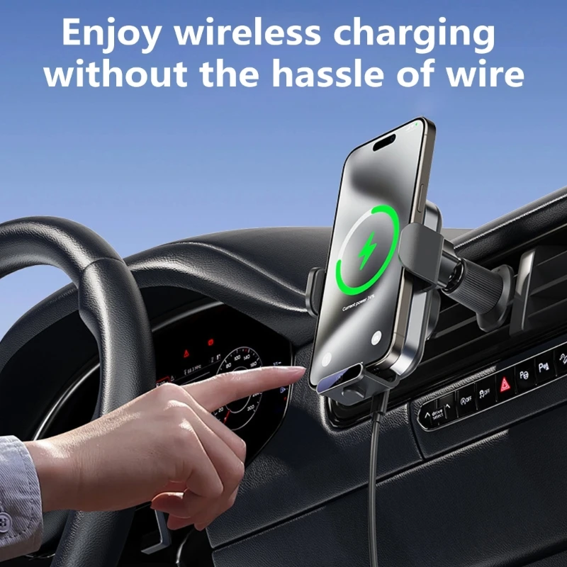 66W Car Phone Charging Mount for 15 14 13 12 Glass Panel Phone Holder Air Vent Mount Wireless Charging Stand Holder