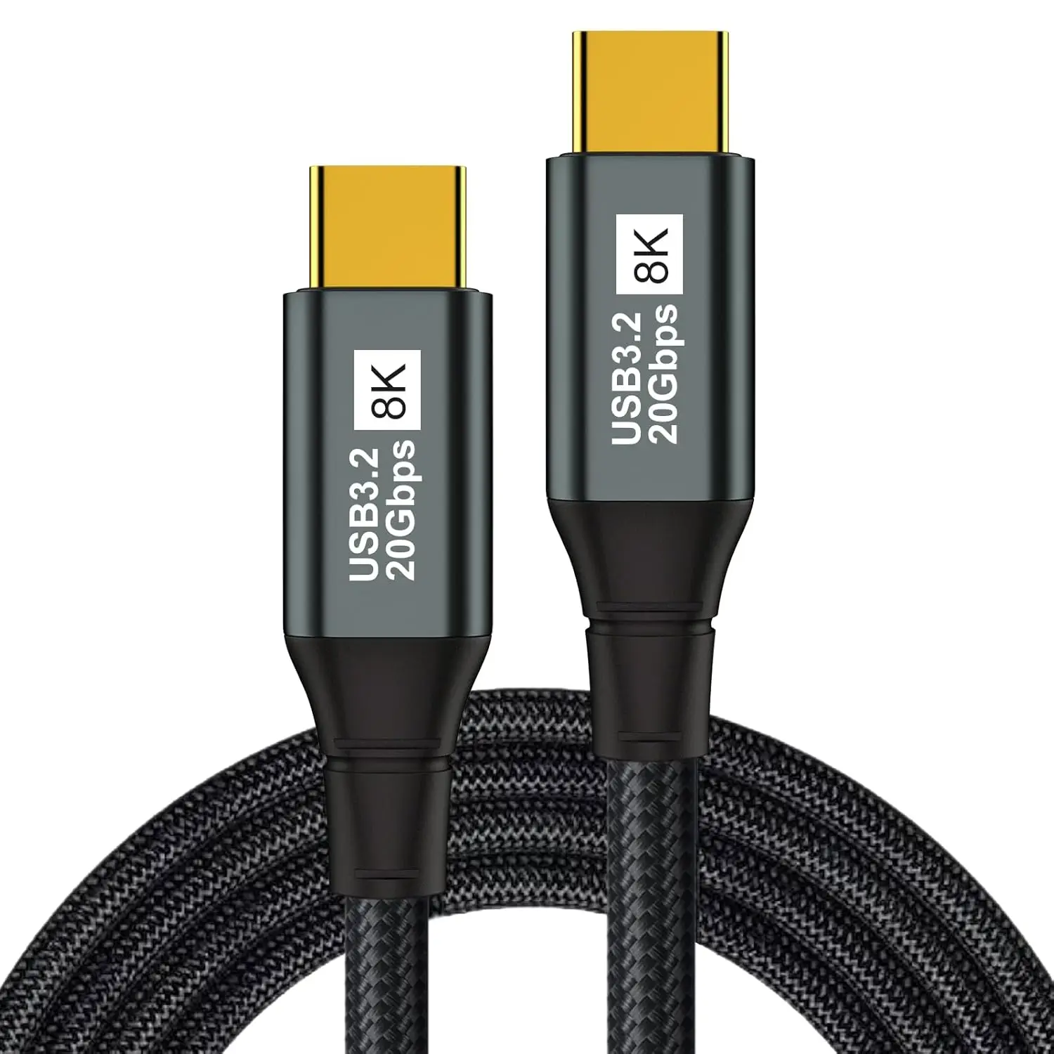20Gbps USB-C to USB-C Cable, 8K@60Hz Ultra HD, 100W PD Fast Charging Data Cord for Macbooks Laptop Mobile Phone Tablet Switch