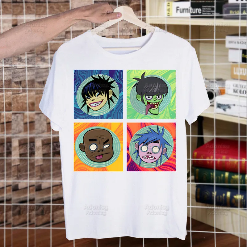 Gorillaz PUNK ROCK Cartoon Funny T Shirt Men New Casual Short Sleeve ChakaKhan Noodle Tshirt Homme Manga Unisex T-shirt Tees