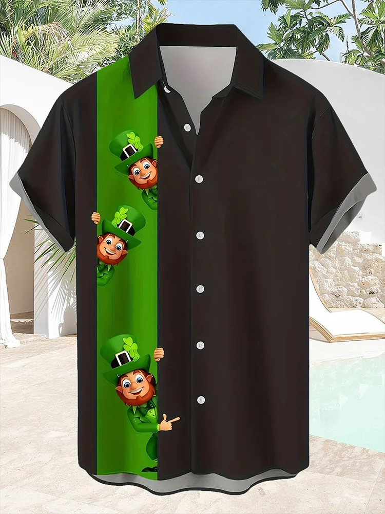 

Men's St. Patrick's Day Short Sleeve Shirt 3D Printing With Button Short Sleeve Shirt Summer Fashion Casual Short Sleeve Shirt