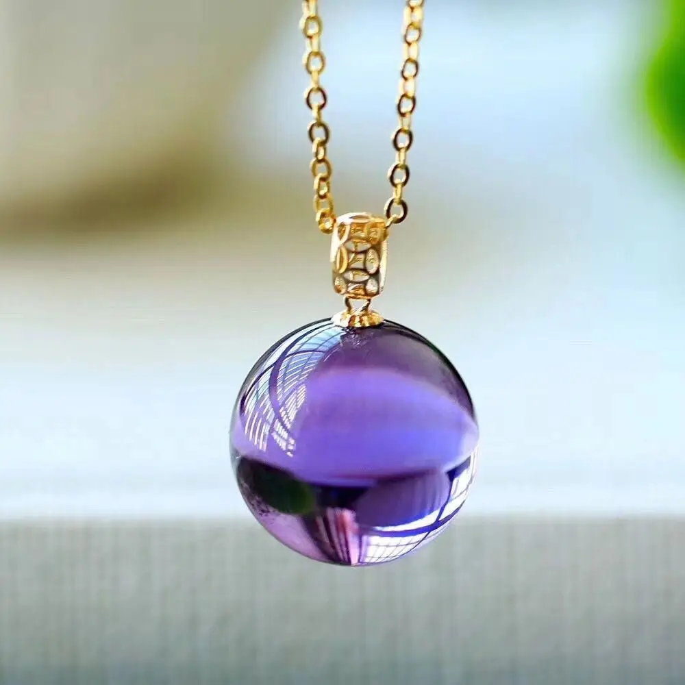 Uruguayan amethyst transfer bead pendant pendant necklace dark purple silver collarbone chain