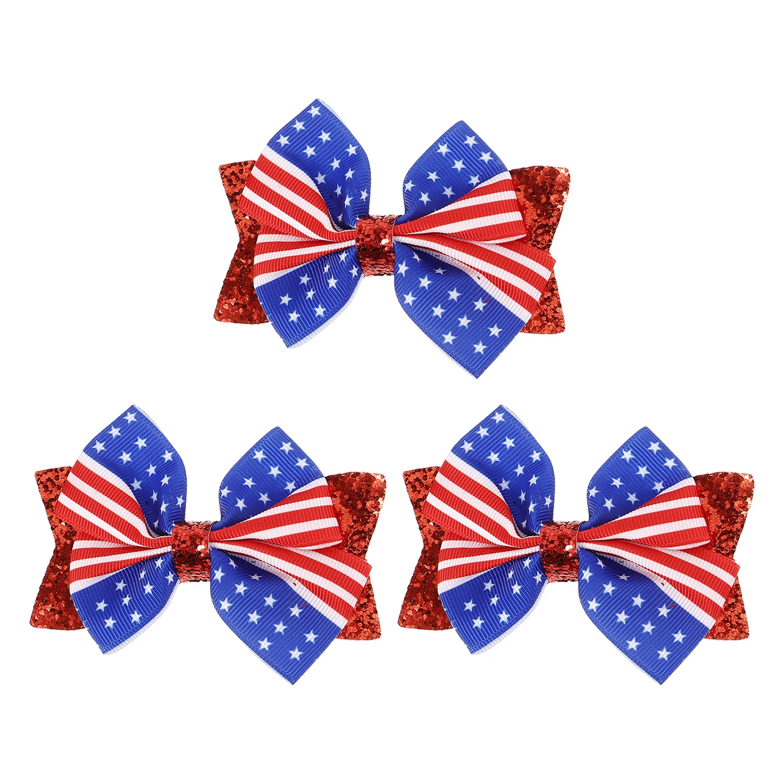 

3Pcs Girls Hair Bows American Flag Hair Clips Patriotic Accessories for 4th of July Independence Day Celebration