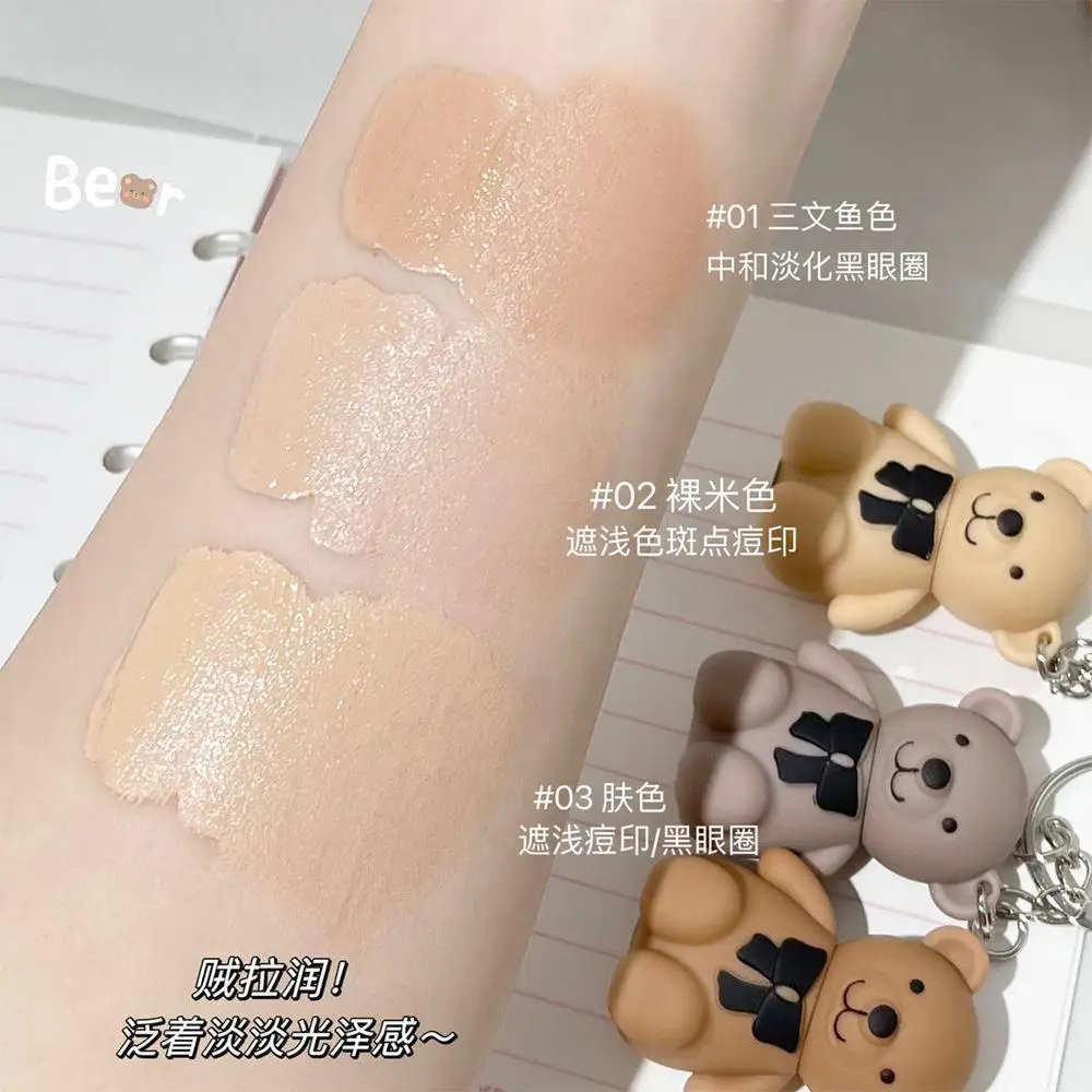 Cute Bear Concealer Keychain Cover Spot Pimples Print Dark Eye Circles Tear Line Brightening Eye Modify Face Contour Makeup