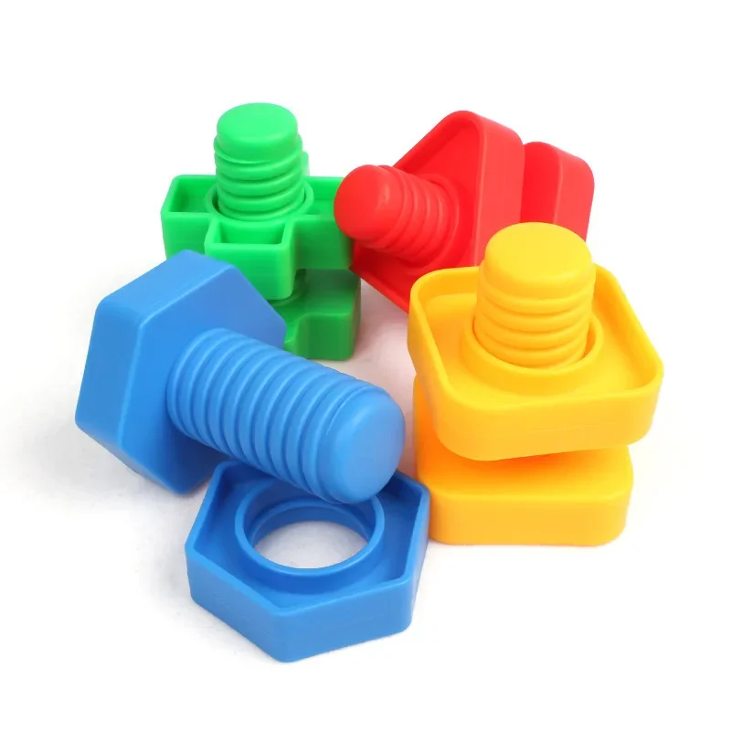 8Pcs Set Screw Building Blocks Creative Mosaic Puzzle Toys For Children Plastic Insert Blocks Nut Shape Boys Educational Toy