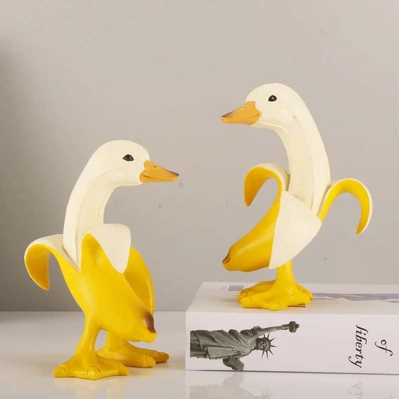 

Creative Cute Banana Duck Ornaments Banana A Friend Table Decoration Funny Home Decor Resin Ornaments