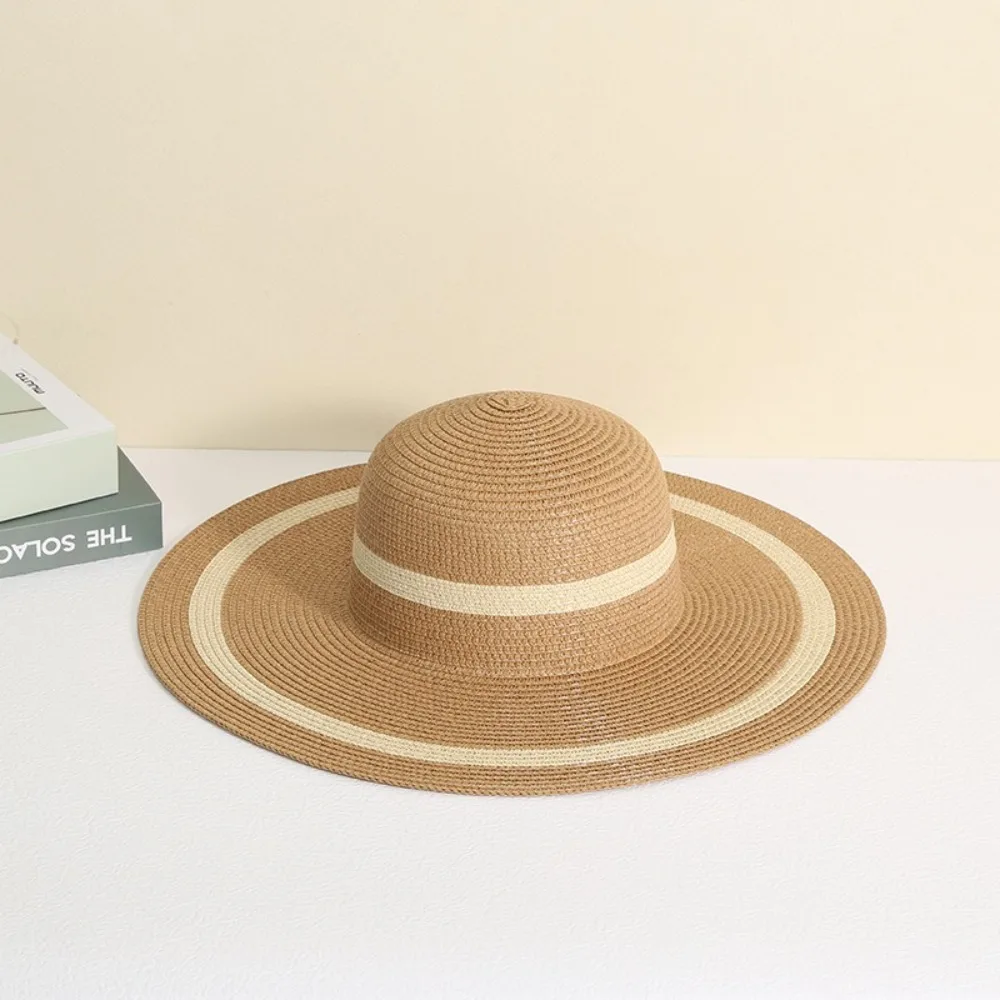 

Fashion Straw Tote Bag Stripe Large Capacity Woven Shoulder Bag Zipper Square Beach Bag Summer