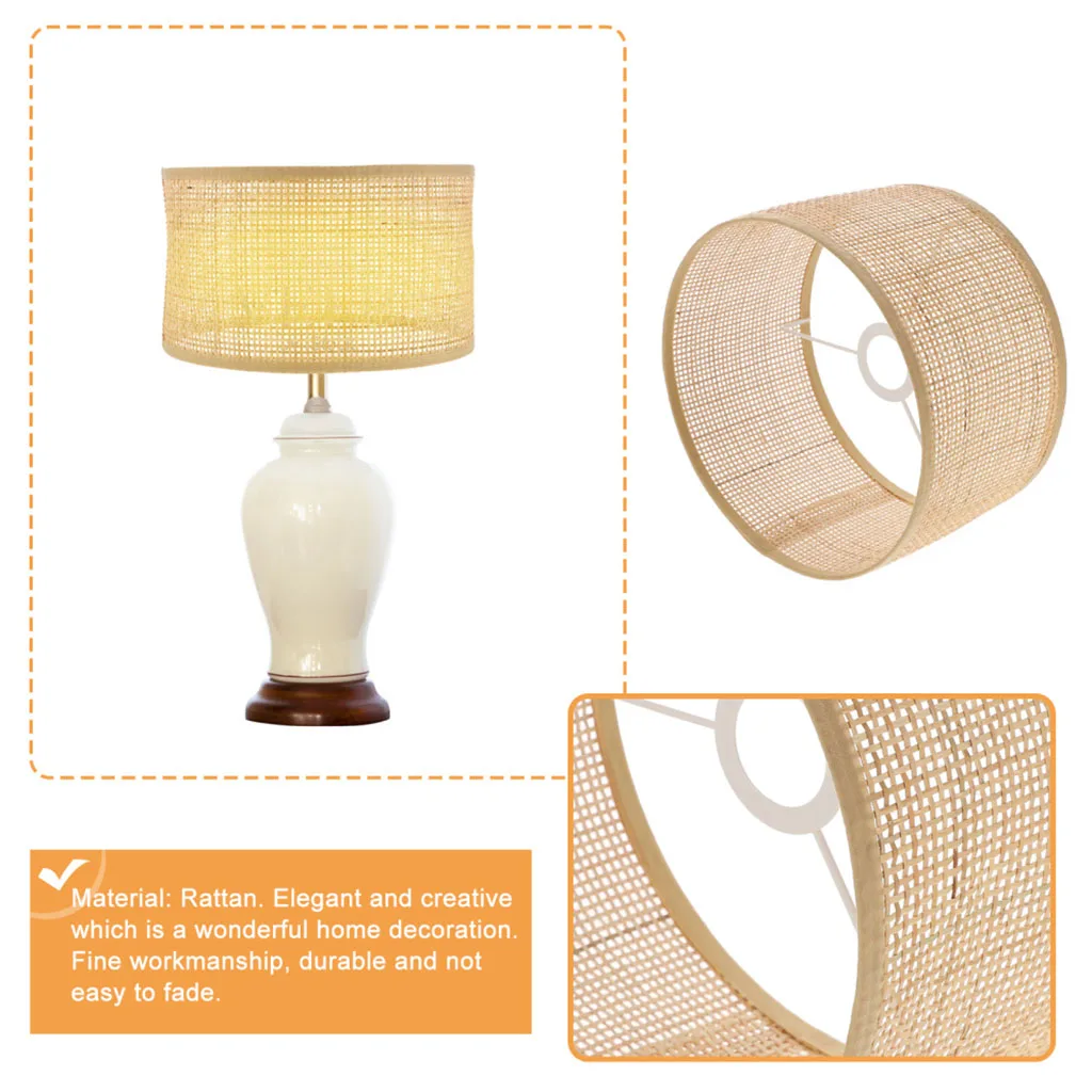 Lamp Cover Modern Style Natural Home Decoration Handwoven Rattan Table Lamp Shade Lamp Decor for Teahouse Home Farmhouse