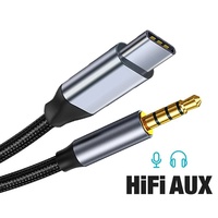 USB C to 3.5mm Jack AUX Audio Cable Car Speaker HiFi Headphone Headset Adapter For iPhone 16 Pro Samsung Xiaomi Huawei Google