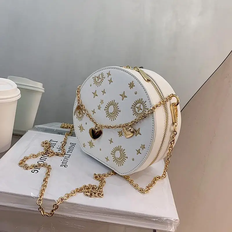 Fashion Starry Sky Round Bags Women Crossbody Bag Luxury Chain Circular Shoulder Bag Lady Small Embroidery Women\'s Handbag