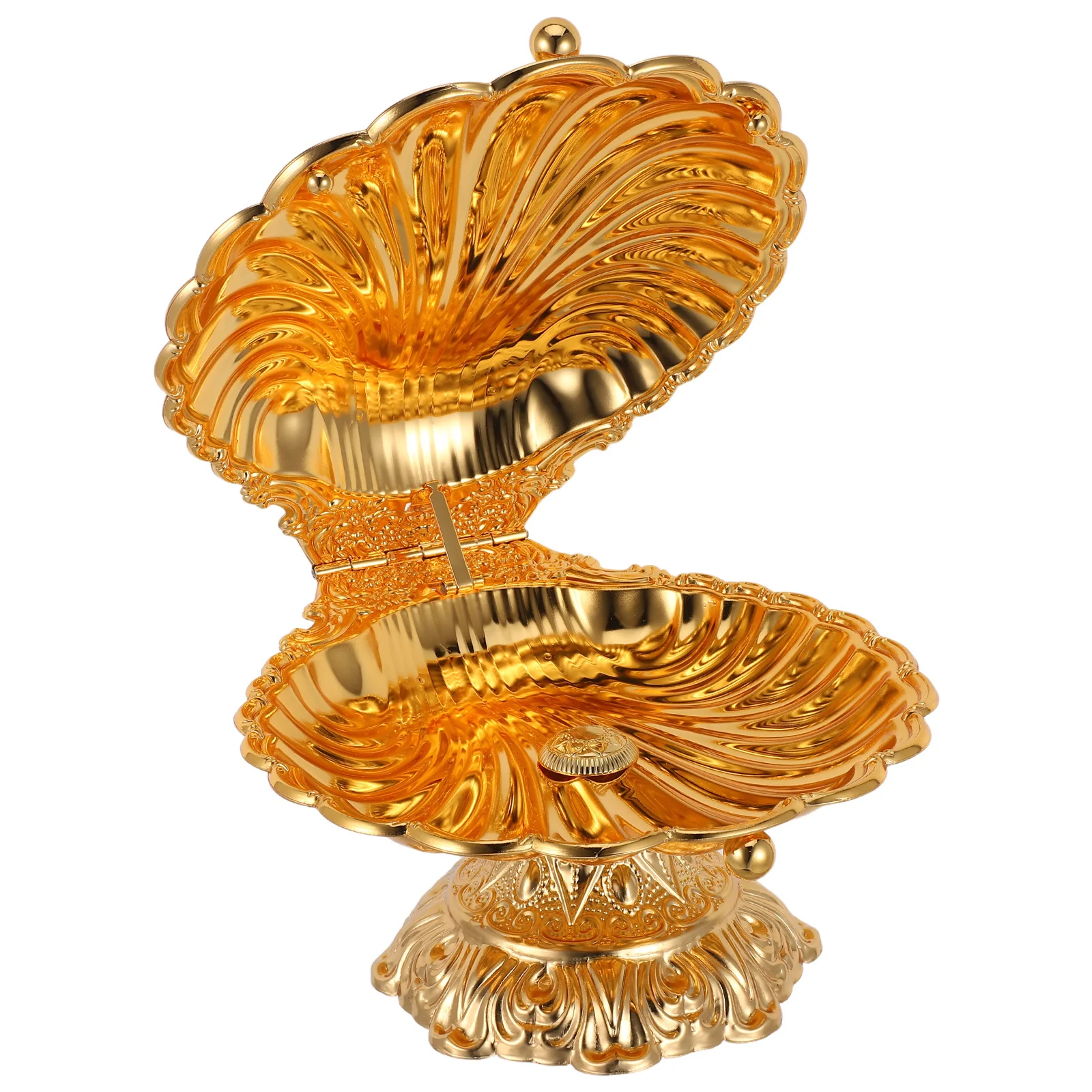 

Elegant Gold Seashell Design Footed Bowl Zinc Alloy Countertop Fruit Basket Stylish Kitchen Storage Tray Dining Centerpiece