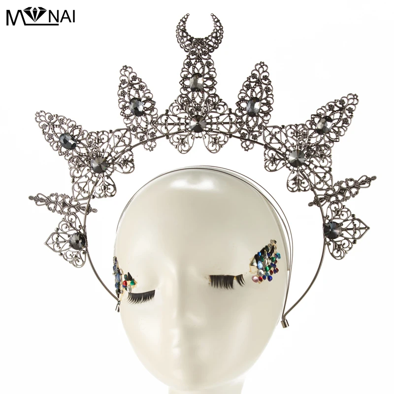 Diadema de corona de Halo para niña, tocado gótico de Lolita, Cosplay de Anime, accesorios para el cabello de Halloween y Navidad