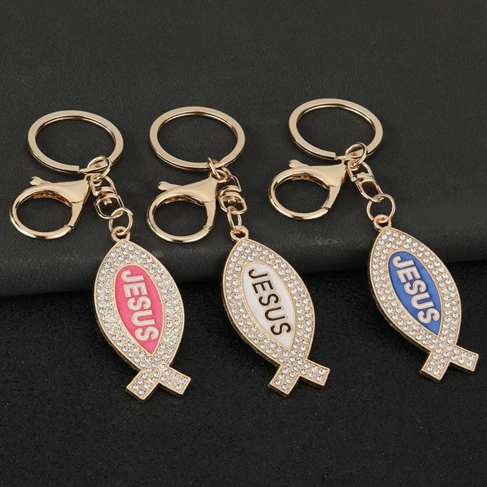 

Originality Color Metal I Love Jesus Keychain Backpack Pendant Keyring Personalization Car Moto Shining Fish Key Chain Ring Gift