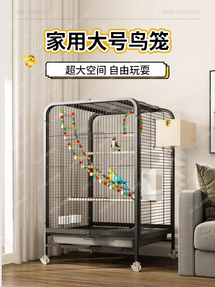 Bird Cage Household Large Tiger Skin Cockatoo Cage Thrush Myna Pearl Bird Cage