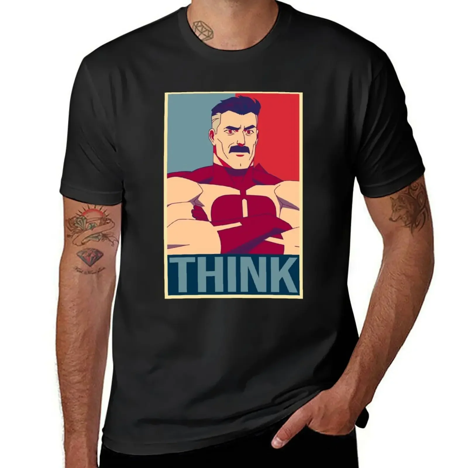 Omni-Man - Think Poster T-Shirt plus sizes vintage anime shirt mens workout shirts