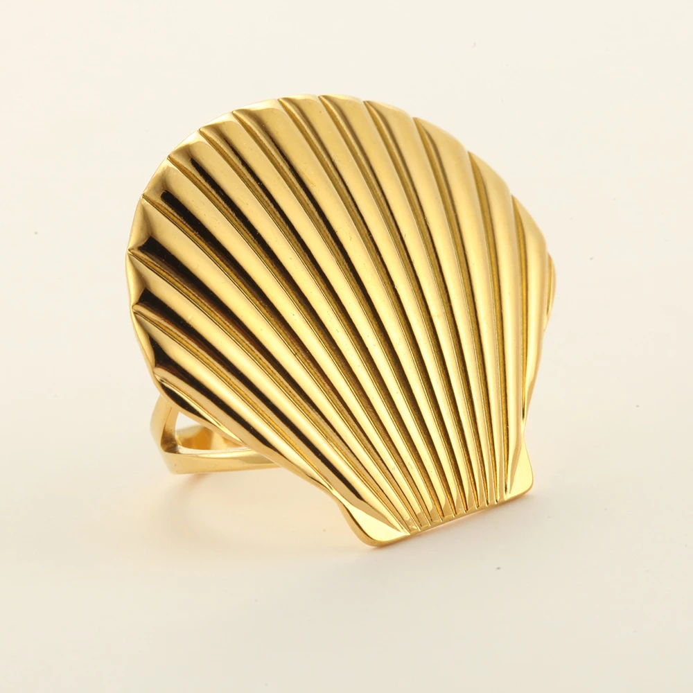 Damen-Edelstahlring, golden, europäische und amerikanische Mode, hochwertiges neues Muster, verstellbar, Damenschmuck im Großhandel – Detail 12