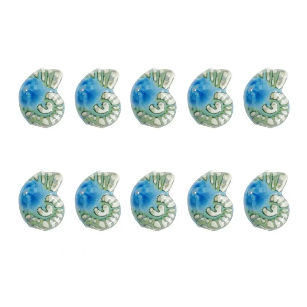 Conch Beads for Jewelry Making Sea Beads Assortment 10pcs Ceramic Conch Beads Handmade Sea Snail Sea Summer for Bracelets