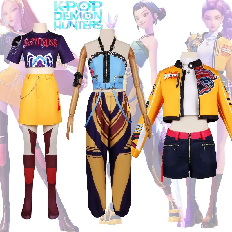 

Anime Movie K-Pop Mira Demon Hunters Cosplay Costume Zoey Rumi Cartoon Kpop Girls idol Roleplay Suits Halloween Carnival Party