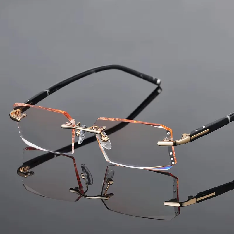 EAGWOO Pure Titanium Eyeglasses Crystal Cutting Frame 2052 Prescription Glasses High Grade Business Use