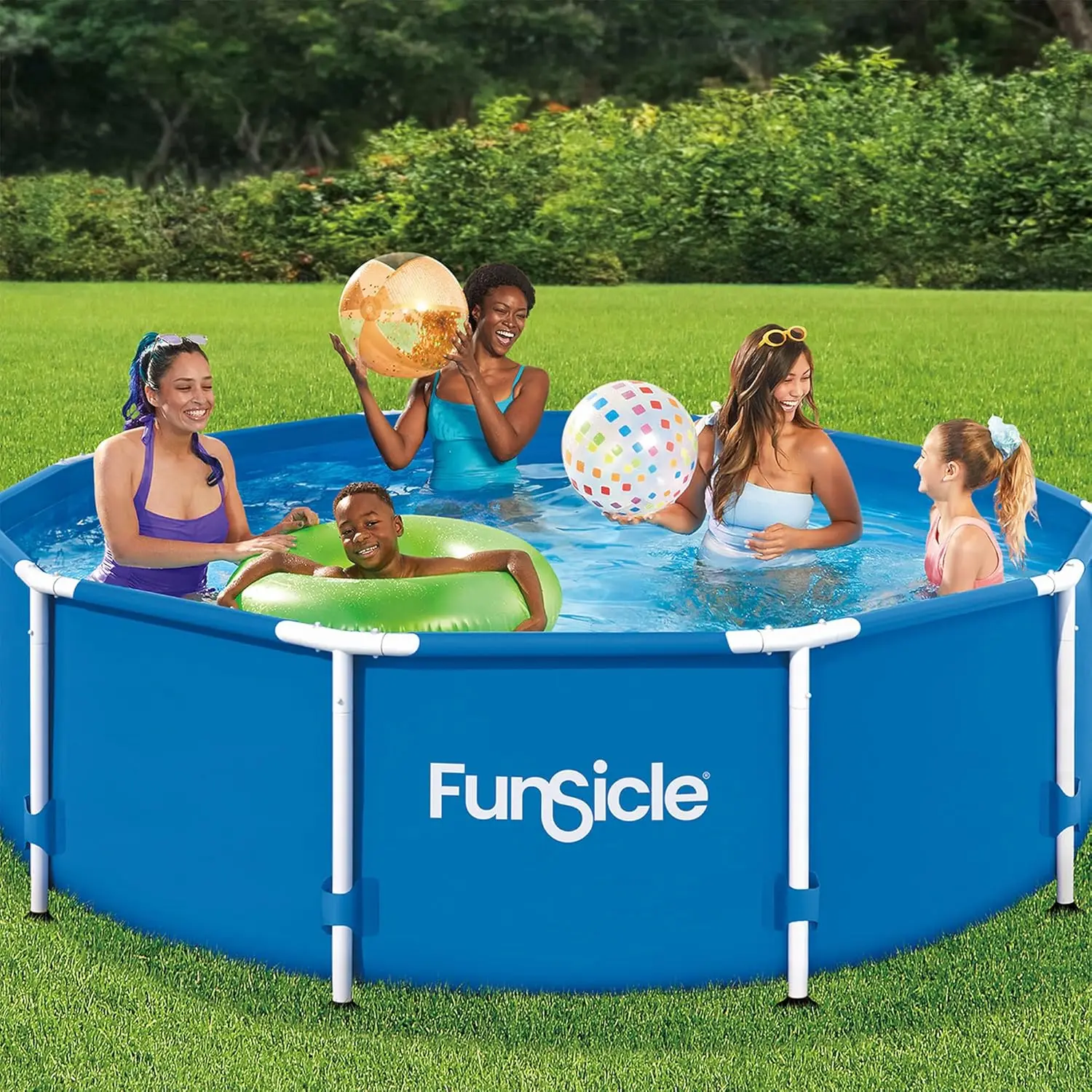 Funsicle-Ensemble de piscine hors sol pour activités de plein air, cadre rond en métal, pompe à filtre SkimmerPlus et F, 5 prêts hypothécaires, 10 po x 30 po