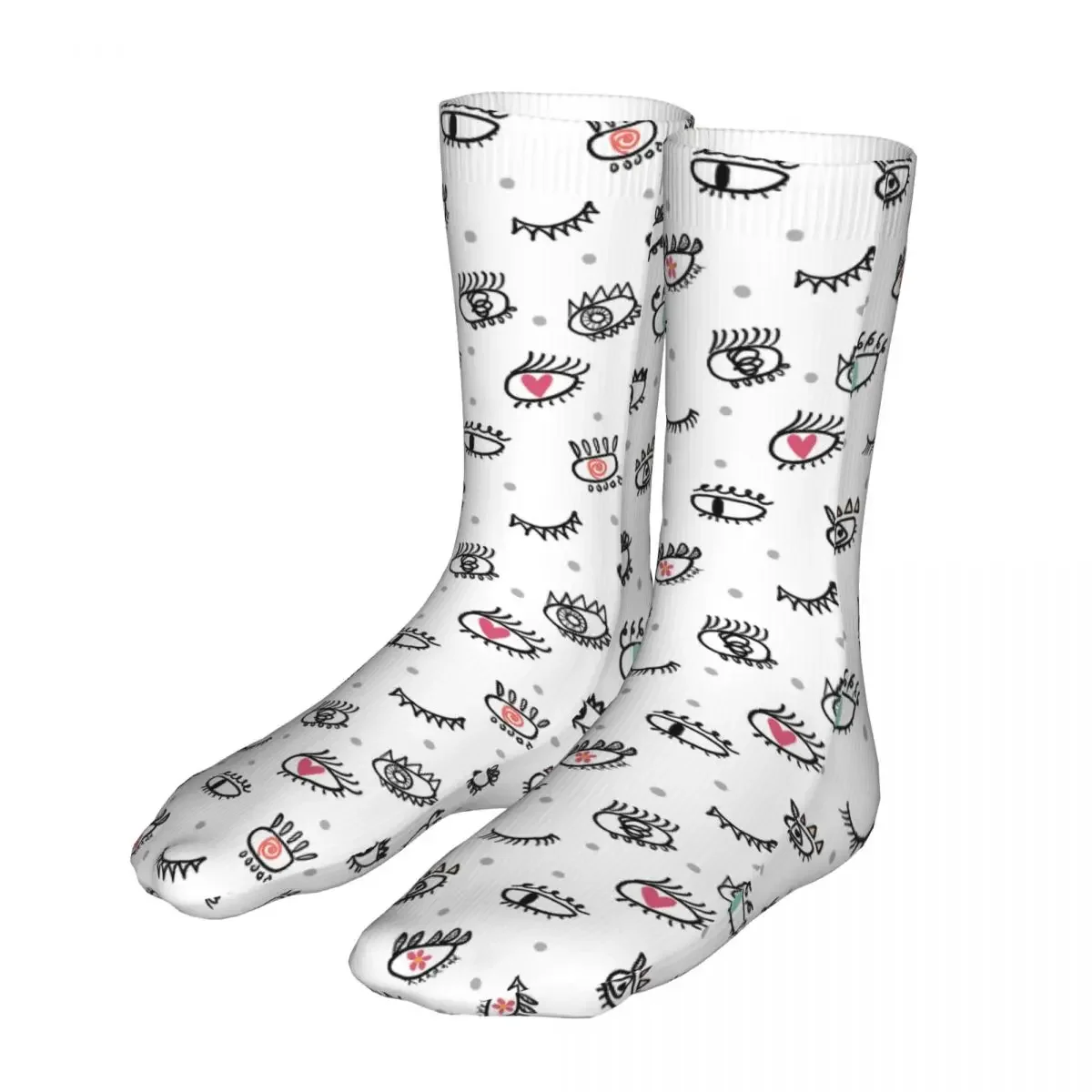 Socks Male Mens Women Casual Beauty Wink Eyelash Socks Evil Blue Eye Doodle Style Graphic Socks Spring Summer Autumn Winter