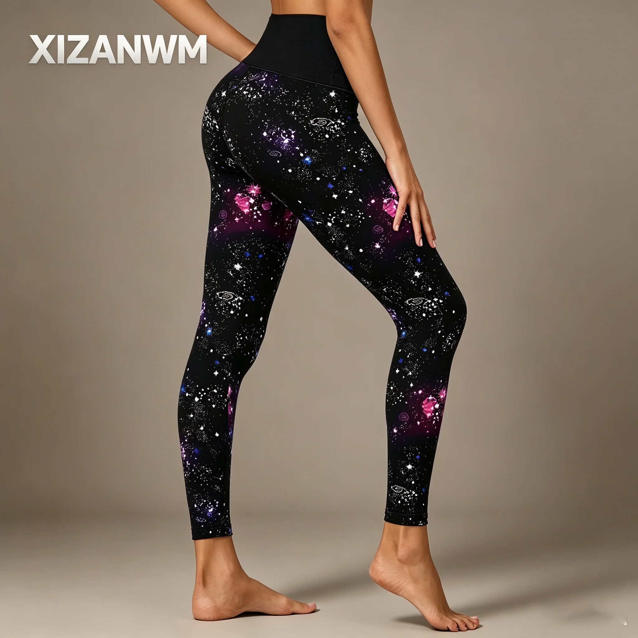 Women's print yoga leggings high waist hip lifting gym workout pants slim fit sport quick drying fashionable tights daliy wear