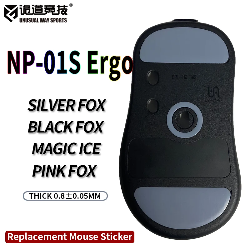 UnusualWaySports زلاجات الماوس قدم ZYGEN NP-01S Ergo سطح محدب PTFE مضاد للطي ماجيك آيس وردي أسود فضي ثعلب