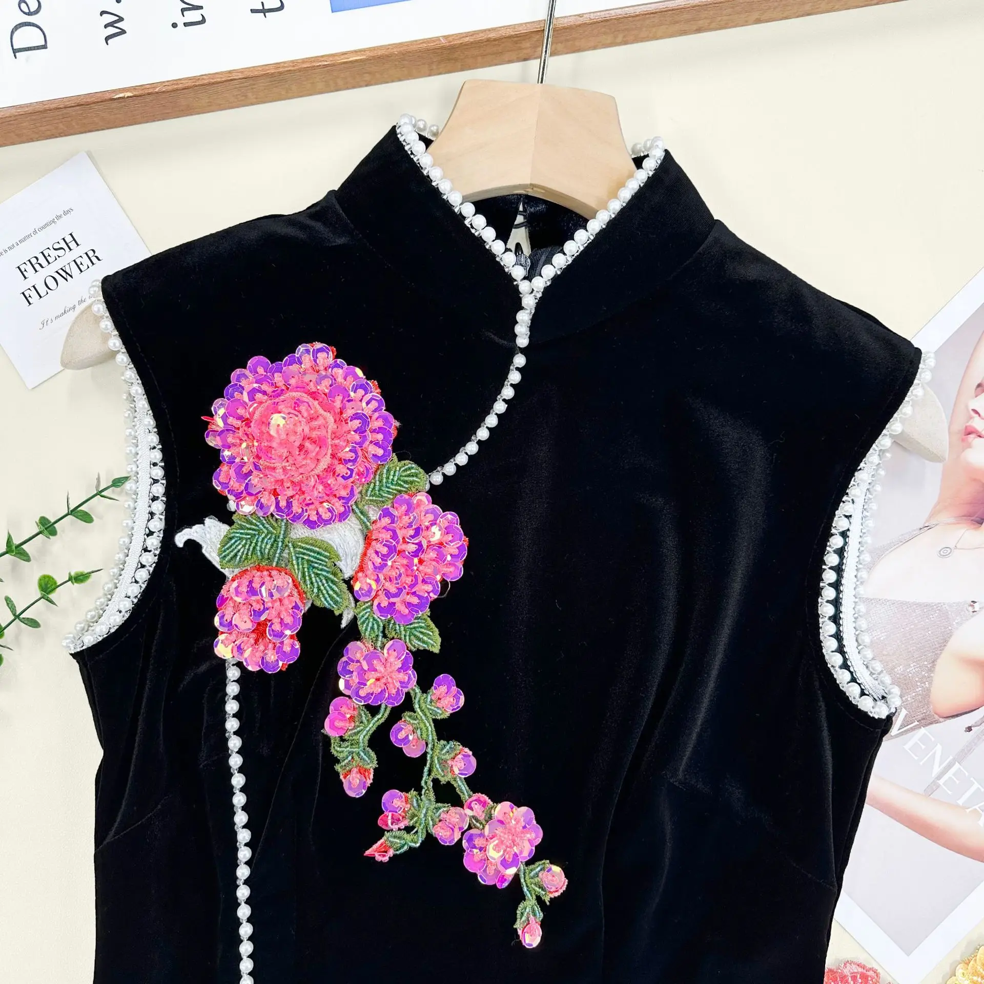 Colorful beaded flower embroidery appliqué handmade clothing decoration garment appliqué