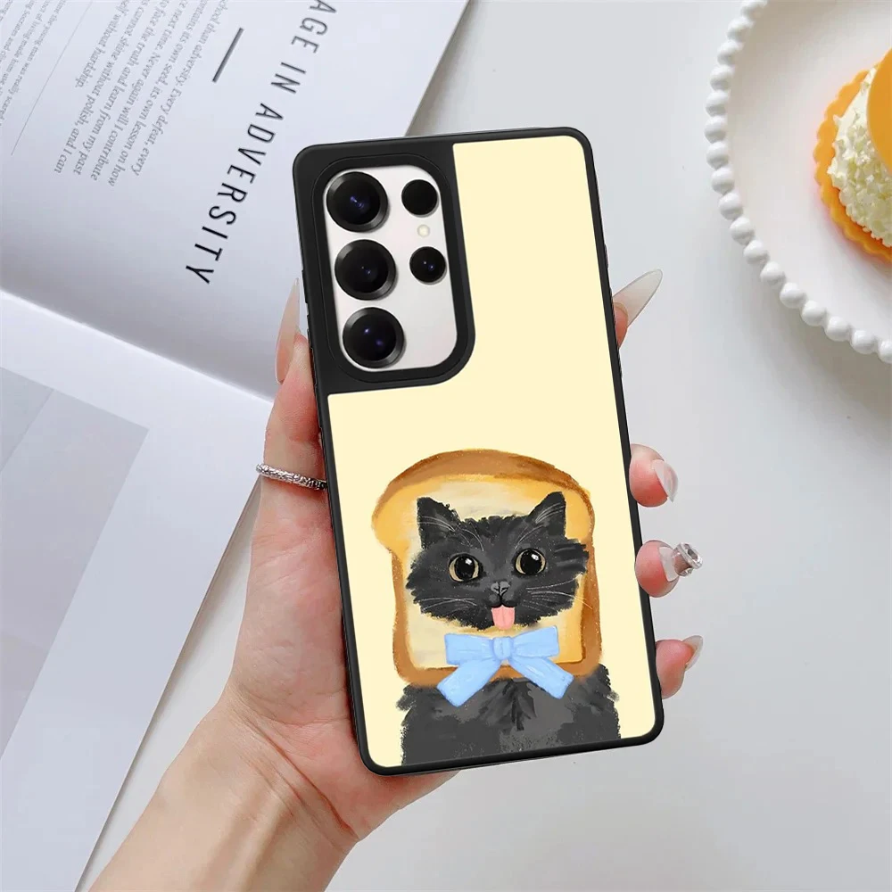Funny Bread Cat Magnetic Phone Cover for Samsung Galaxy S23 S24 S25 S26 Ultra S26+ Plus Case Dog Collar