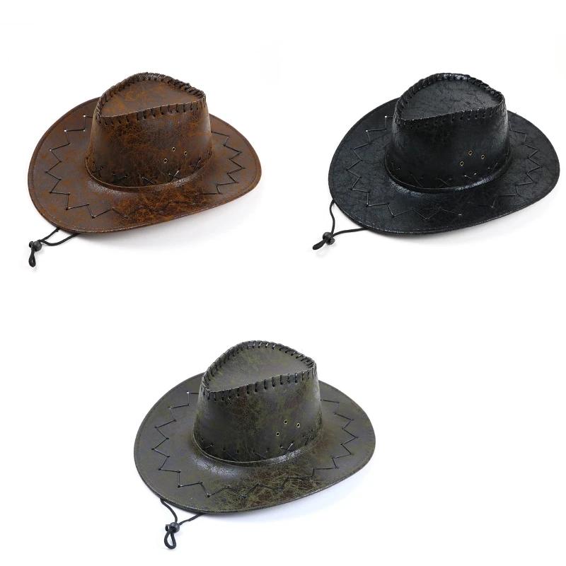 Stylish Western Cowboy Hat Wide Brim Cowgirl Hat All-match Hat Western Cowboy Top Hat for Street