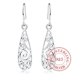 925 Sterling Silver Earring Korean Vintage Court Geometric Pattern Dangle Earrings For Women 2022 Engagement Wedding Jewelry