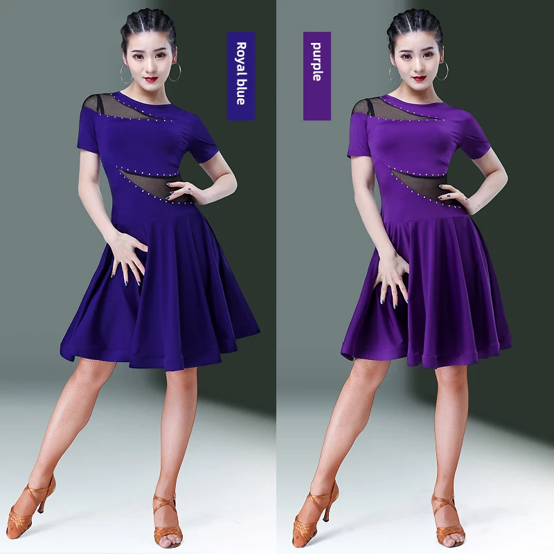 Large Size Sexy Latin Dance Performance Purple Dress Women Spring Summer New Ballroom Dress Tango Clothes Dancing Clothes Skirt