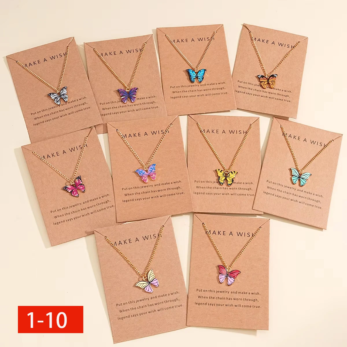 10 Uds. Collares de mariposa a la moda para mujer, gargantilla con colgante Simple colorido Vintage bohemio, cadena, joyería nueva 2024, regalos al por mayor