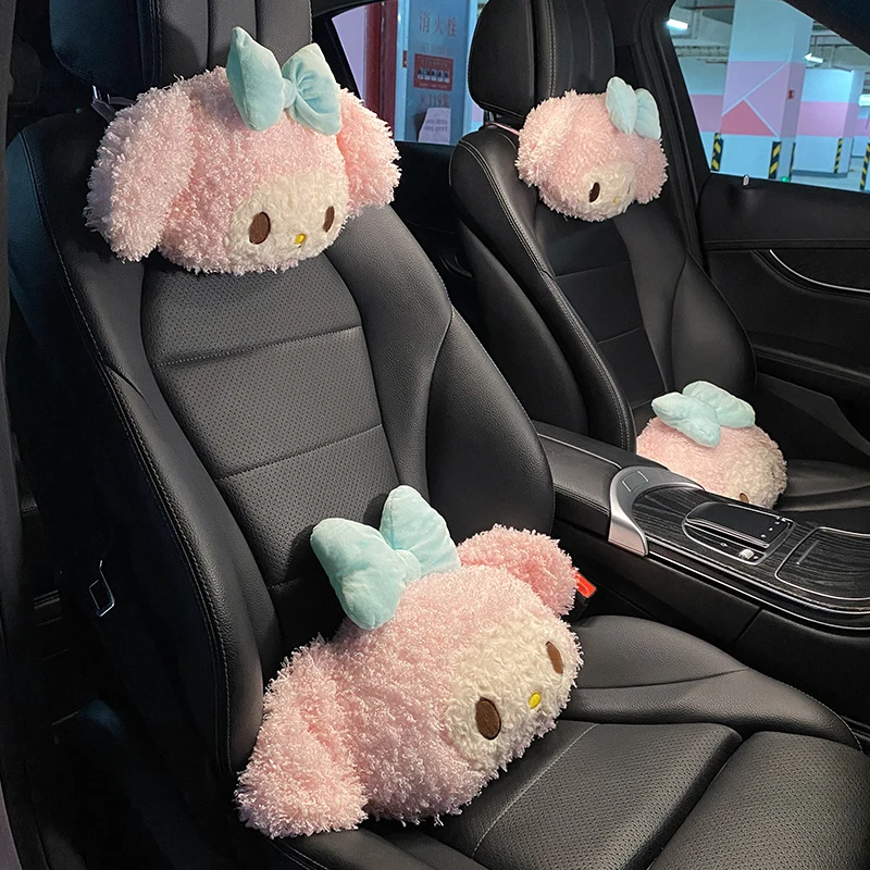 

Sanrio Furry My Melody Headrest for Chair Back Cushion Car Accessories Hug Plush Toy Sofa Decorative Pillow Xmas Gifts for Girl