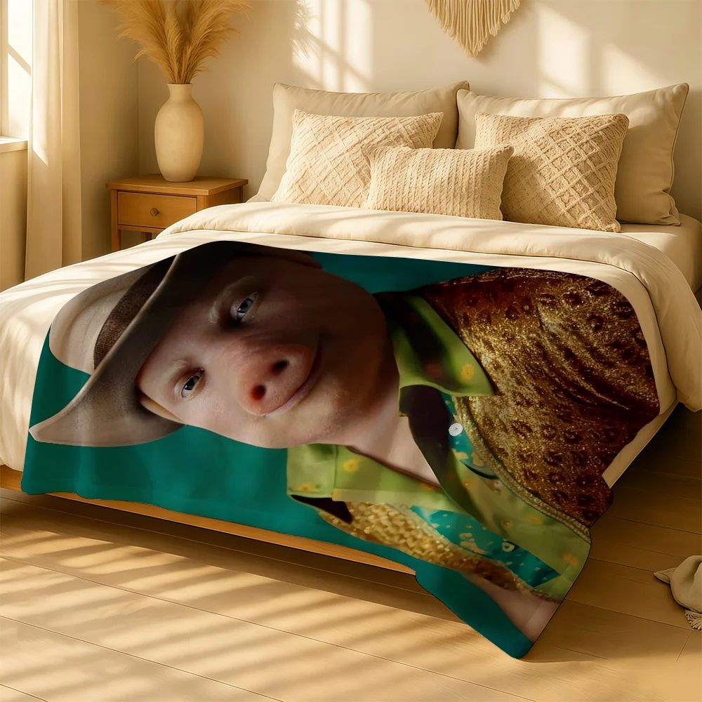 Funny John Pork Is Calling Blanket For Soft Warm Knee For Bedroom Living Room Bed Sofa Camping Picnic Office Gift