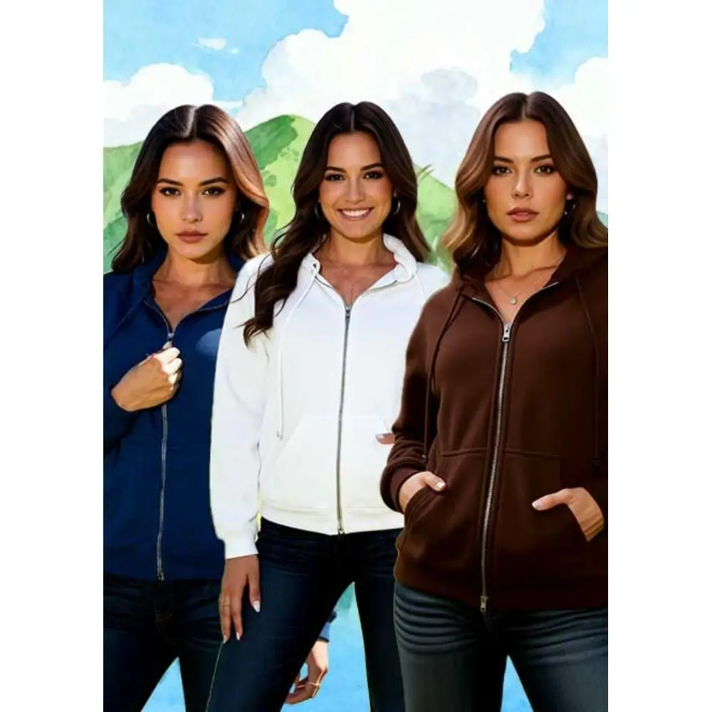 

Комплект из трехцветных толстовок на молнии для мужчин и женщин, доступен в 5 цветах для удобного однотонного повседневного использования.