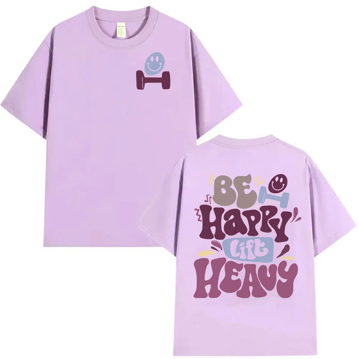 Werden Glücklich Lift Schwere Lustige Gym Gewichtheben T Shirts Männer Frauen Retro Harajuku Mode T-shirt Casual 100% Baumwolle Übergroßen T-shirts – Detail 7