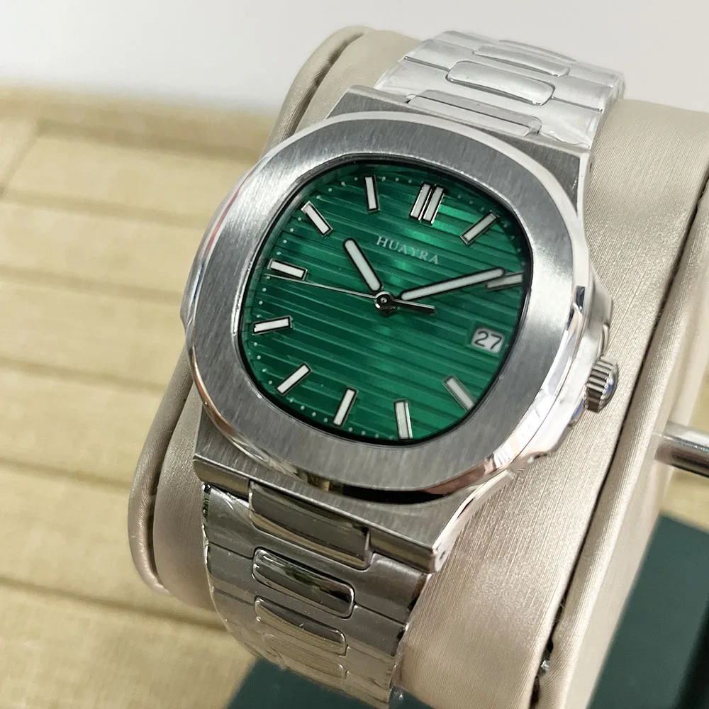 High quality Men\'s polished case Green dial Watch NH35 Watch 41mm Automatic Mechanical 316L stainless steel waterproof watch