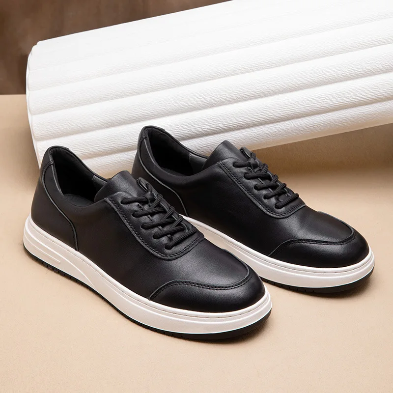 Luxury Leather Men Casual Shoes Soft Sole Sneakers Male British Flats Fashion Vulcanized Shoes For Men Walking Sports Shoes