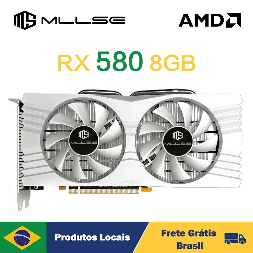 بطاقة رسومات MLLSE AMD Radeon RX 580 8GB GDDR5 256-bit 14 nm 8pin GPU PCIe 3.0 x16 وحدة معالجة الرسومات لألعاب الكمبيوتر Placa De Video البرازيل