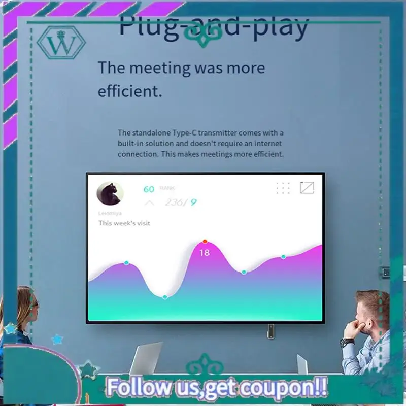 A75Q-1080P Type C لاسلكي - متوافق مع جهاز إرسال واستقبال الفيديو ومحول عرض موسع للهاتف وشاشة تلفزيون الكمبيوتر