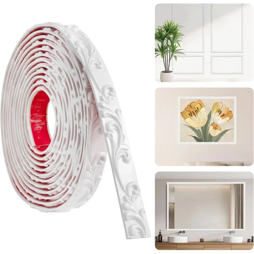 

Белый самоклеящийся декоративный молдинг 16,4 фута x 1,02 дюйма - гибкая отделка для зеркал и ванных комнат