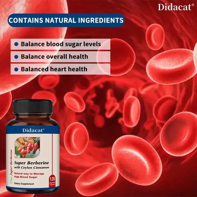 Berberine Capsules, with Ceylon Cinnamon, Energy, Heart & Metabolism Support, Balance Blood Sugar Levels