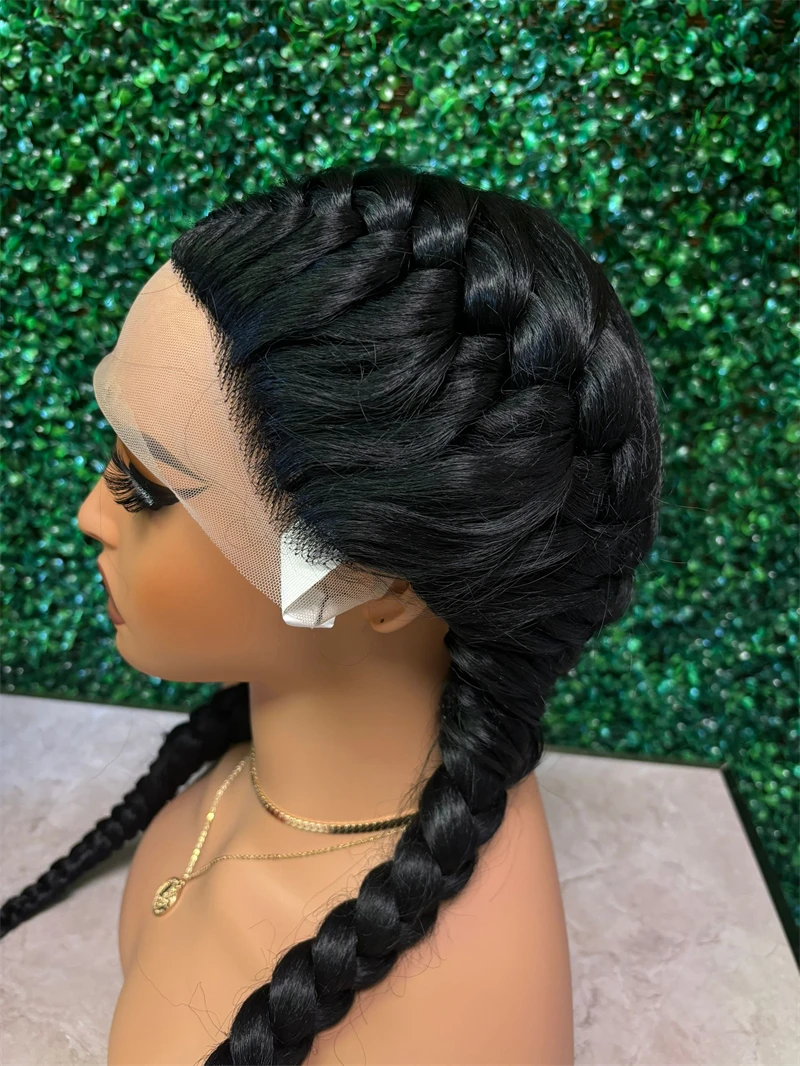 Synthetic Lace Front Wig Braided Wigs With Baby Hair 30 Inches 2 Twist Cornrow Braids Cosplay DIY Wig Synthetic Crochet Braids