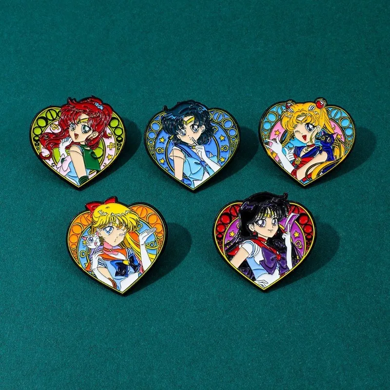

New Sailor Moon Anime Kawaii Cartoon Creative Peripheral Tsukino Rabbit Metal Badge Mizuno Ami Love Bag Accessories Brooch Gift