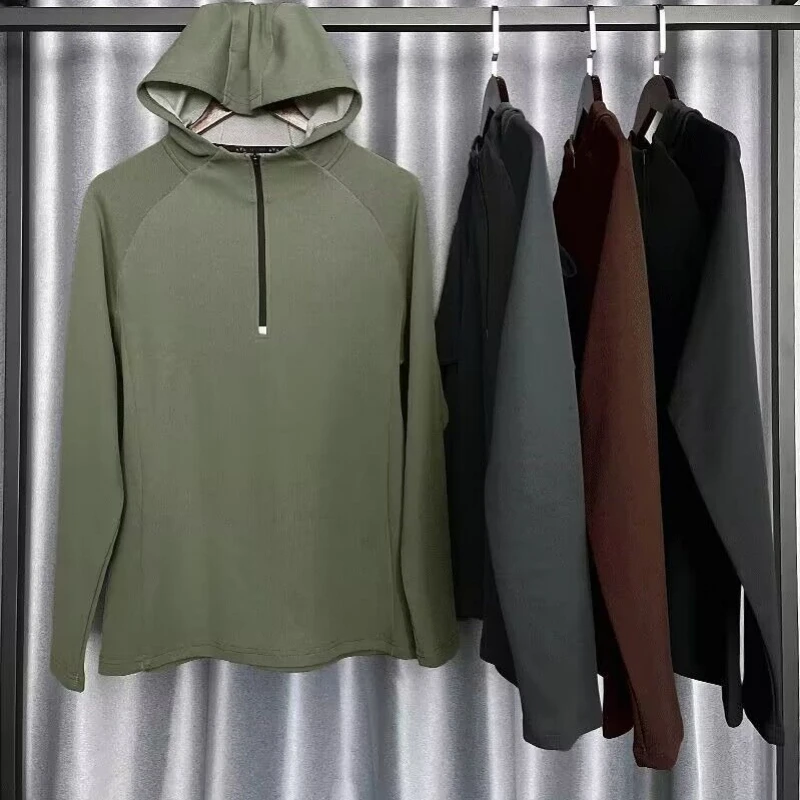 

Men's Hooded Half-Zip Long Sleeve Sweatshirt Resistant Fabric for Outdoor Running, Workout Training & Loose Fit Pullover Comfort