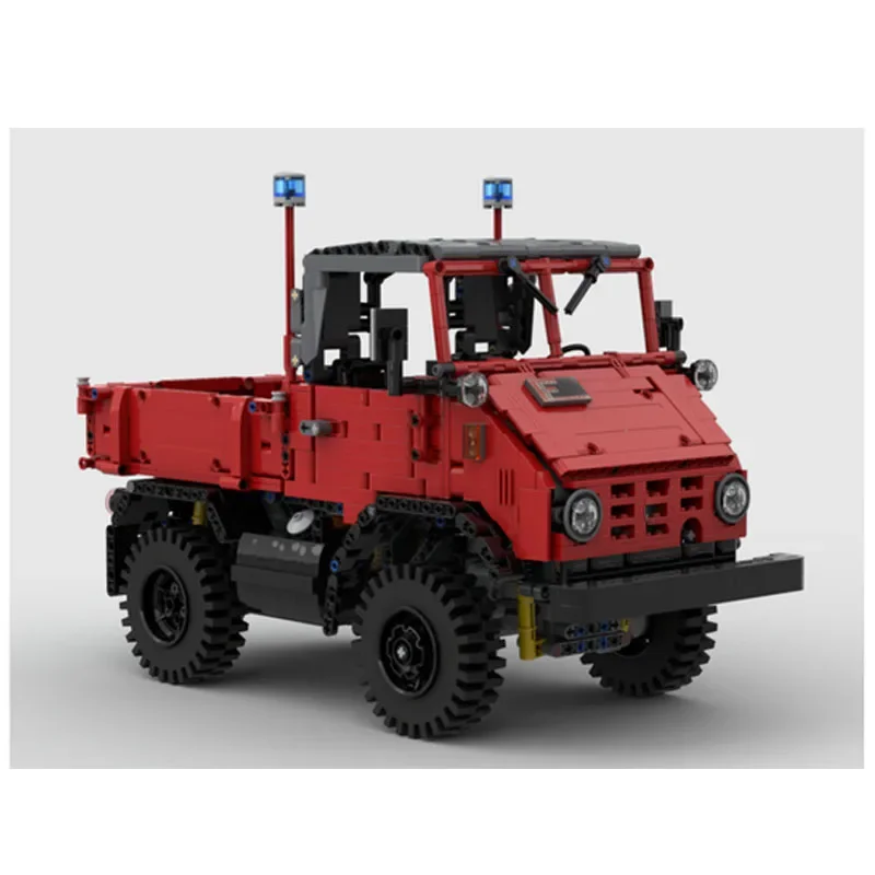 MOC-166417 U411 Fire Truck with Trailer Assembly Splicing Building Block Model 3825 Parts Kids Building Blocks Toy Gift