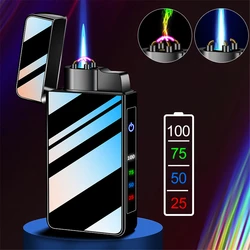 2 in 1 Jet Flame Arc Electric Lighter Torch Refillable Butane Gas With USB charging LED Display Power Windproof Lighter Gadgets