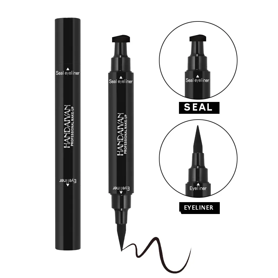 2 pezzi Eyeliner a doppia estremità Matita eyeliner nera impermeabile 2 in 1 Trucco Cosmetici di bellezza Strumenti per il trucco di eyeliner a lunga durata