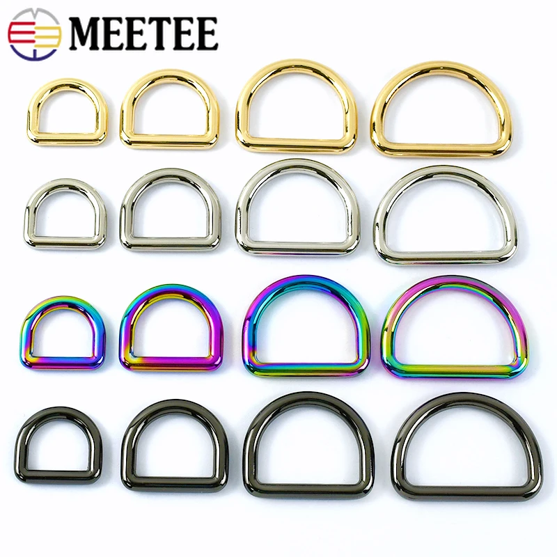 30Pcs Meetee 10-38mm Metal D-ring Buckle for Bag Dog Collar Connect Rings Hook Carabiner Adjust Buckles DIY Hardware Accessories