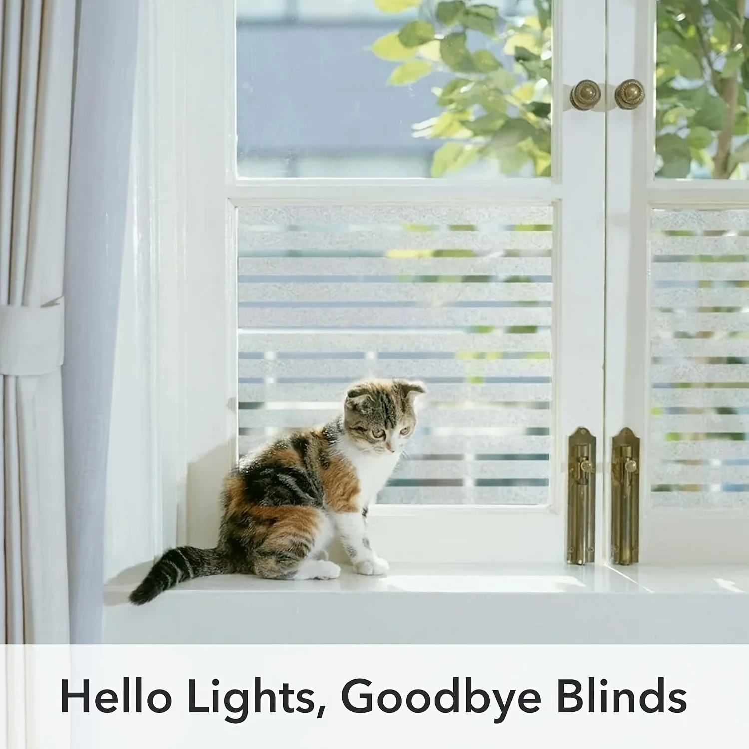 Frosted Striped Privacy Window Film Static Cling No Glue Removable Decorative for Office Home Door Glass